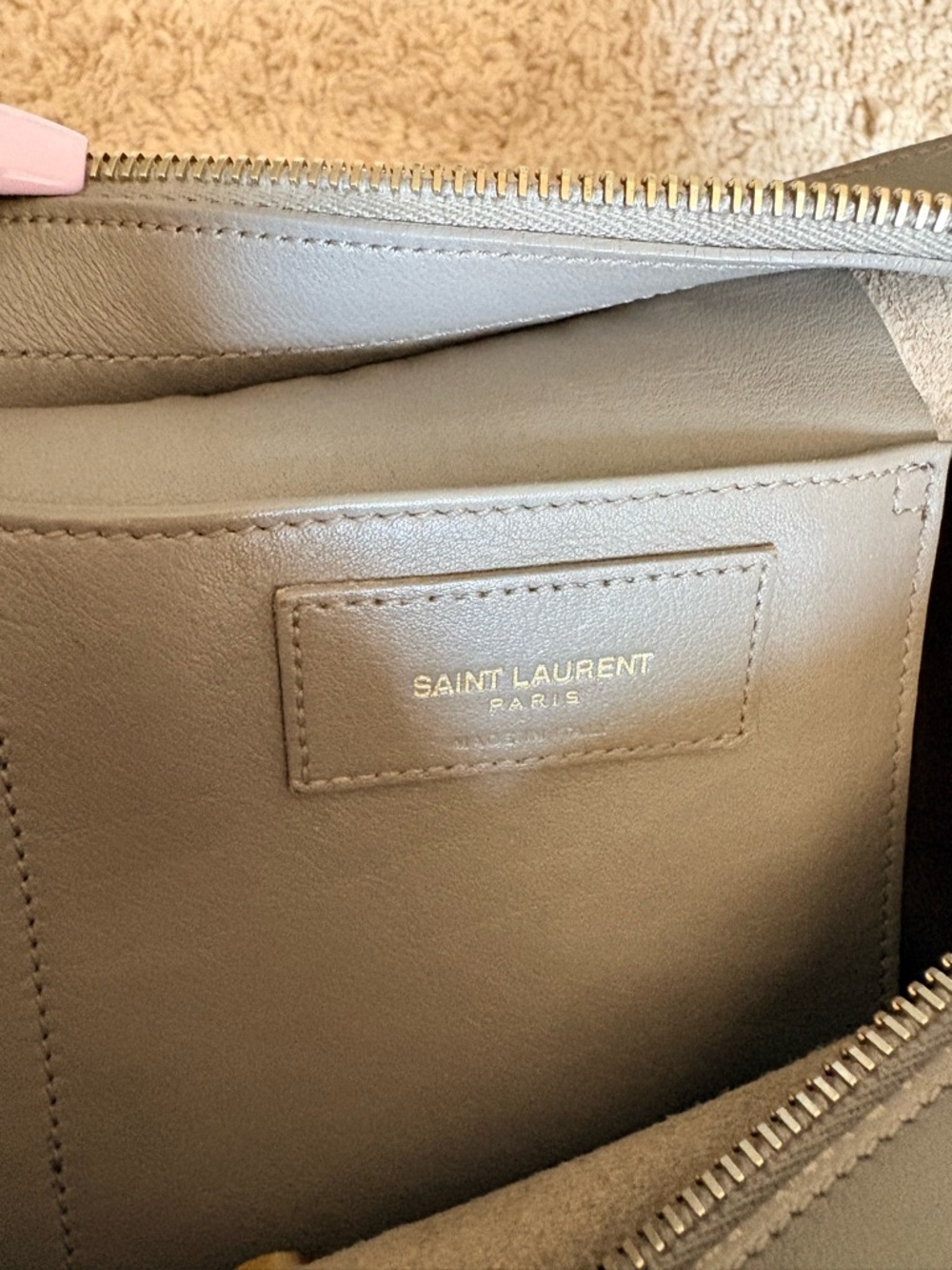 Saint Laurent Grey Leather Satchel with Gold YSL Charm - Picture 5 of 6